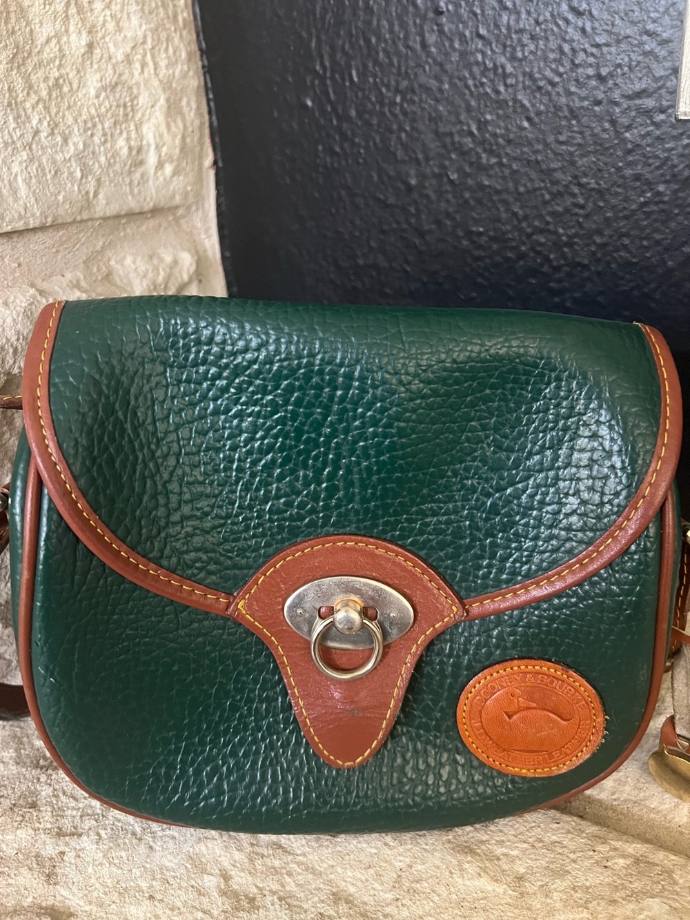Vintage Dooney & Bourke Leather Purse - Green & Tan